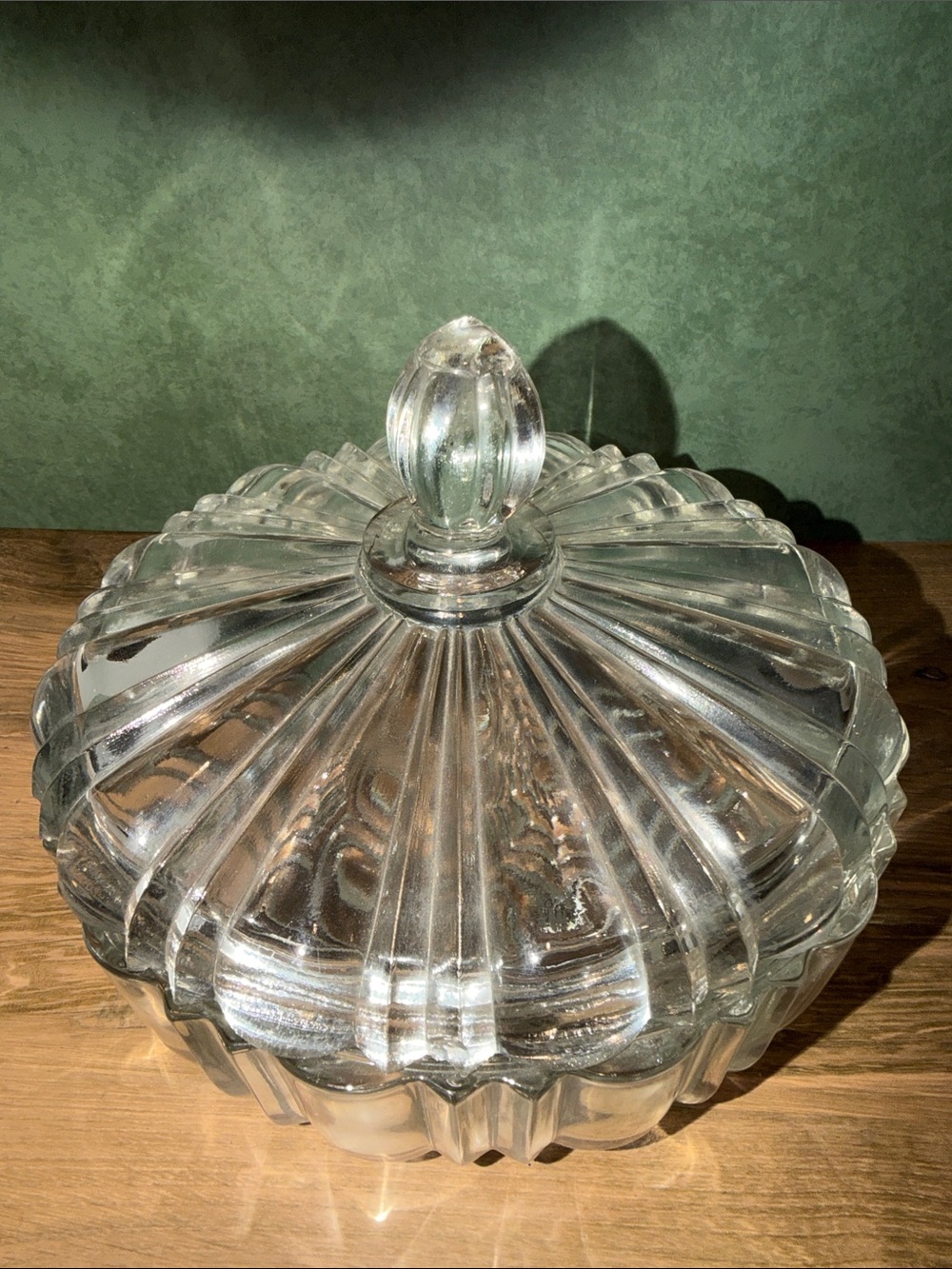 Anchor Hocking Clear Ribbed Glass Lidded Dish